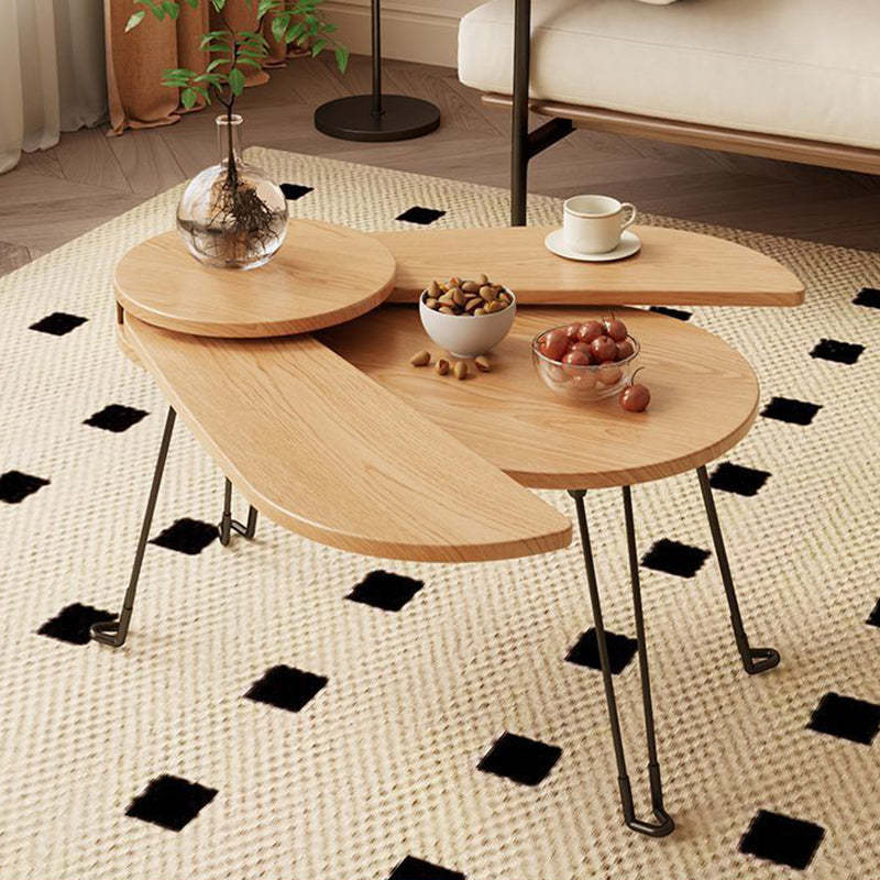 Contemporary Wood Metal Beetle-Shaped Coffee Table