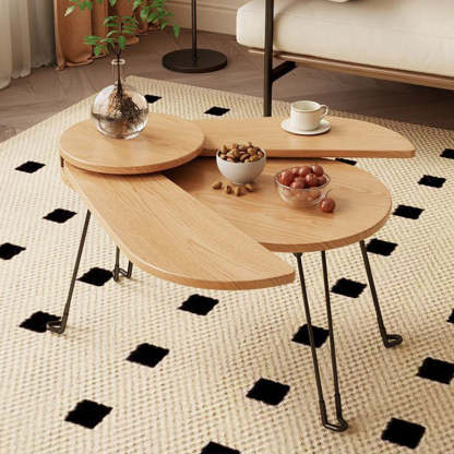 Contemporary Wood Metal Beetle-Shaped Coffee Table