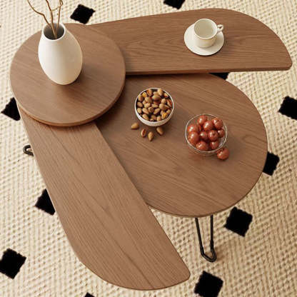 Contemporary Wood Metal Beetle-Shaped Coffee Table