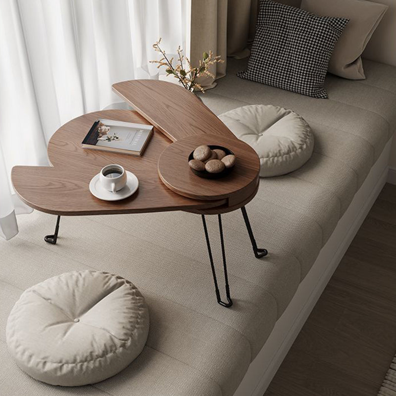 Contemporary Wood Metal Beetle-Shaped Coffee Table — Original Wood Color