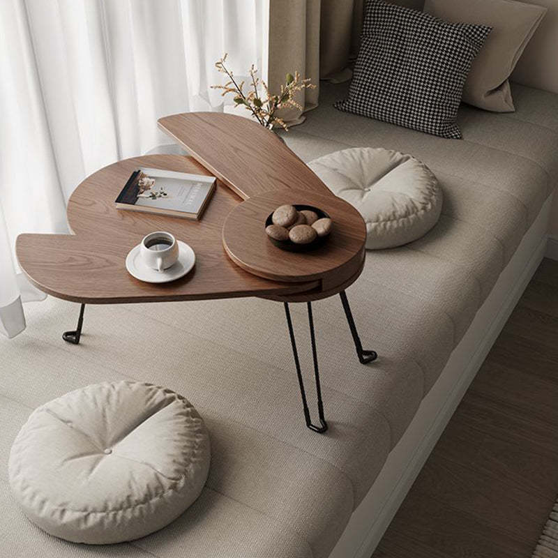 Contemporary Wood Metal Beetle-Shaped Coffee Table — Original Wood Color