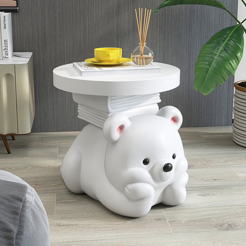 Contemporary Resin Bear-Shaped Side Table — Brown