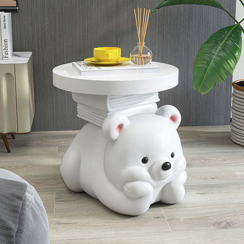Contemporary Resin Bear-Shaped Side Table — Brown