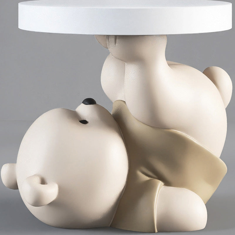 Contemporary Resin Bear Base Round Side Table