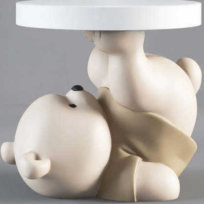 Contemporary Resin Bear Base Round Side Table