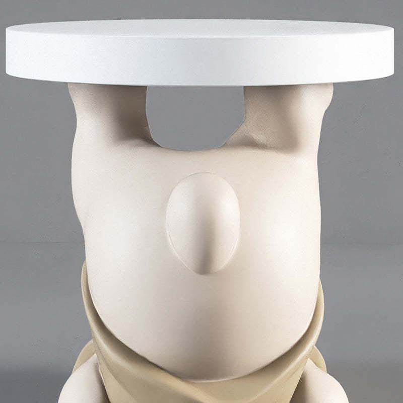 Contemporary Resin Bear Base Round Side Table