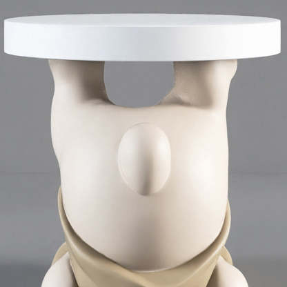 Contemporary Resin Bear Base Round Side Table