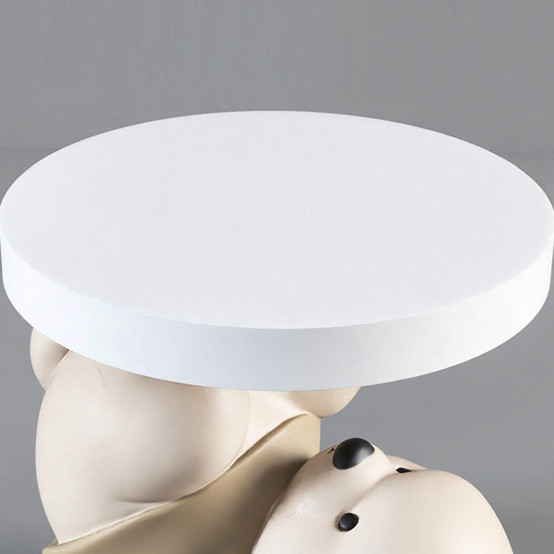 Contemporary Resin Bear Base Round Side Table