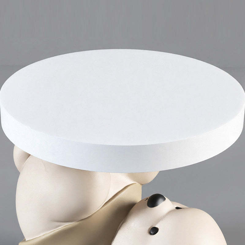 Contemporary Resin Bear Base Round Side Table