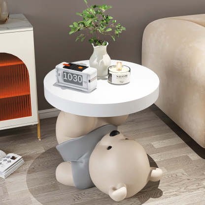 Contemporary Resin Bear Base Round Side Table