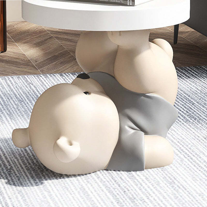 Contemporary Resin Bear Base Round Side Table