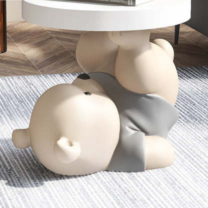 Contemporary Resin Bear Base Round Side Table