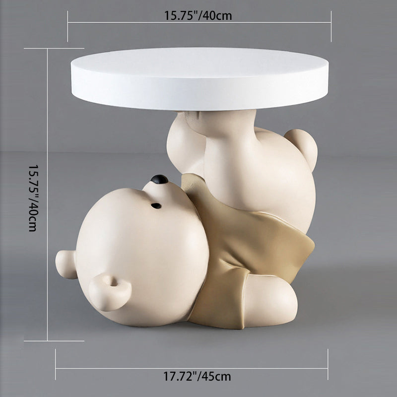 Contemporary Resin Bear Base Round Side Table