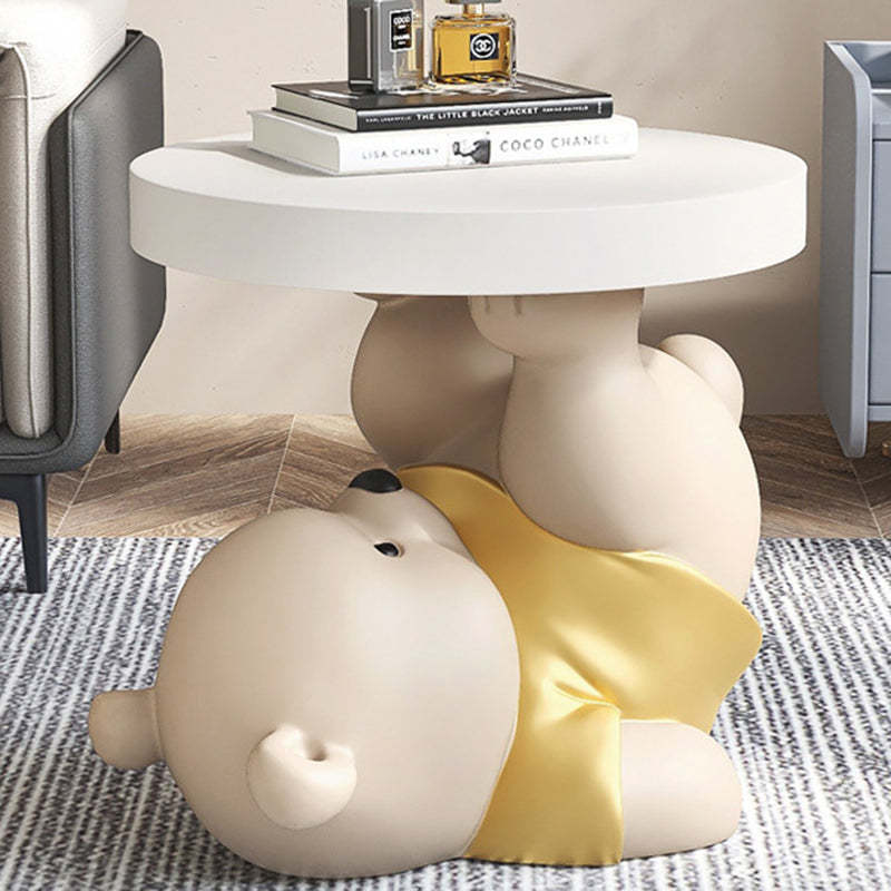 Contemporary Resin Bear Base Round Side Table