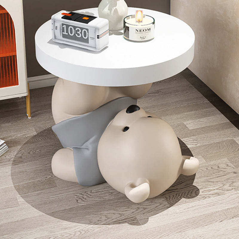 Contemporary Resin Bear Base Round Side Table