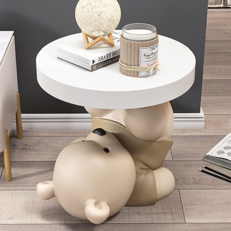 Contemporary Resin Bear Base Round Side Table