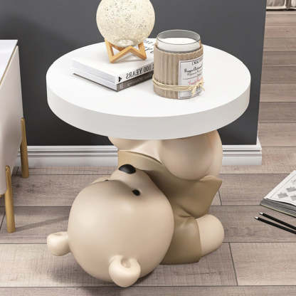 Contemporary Resin Bear Base Round Side Table
