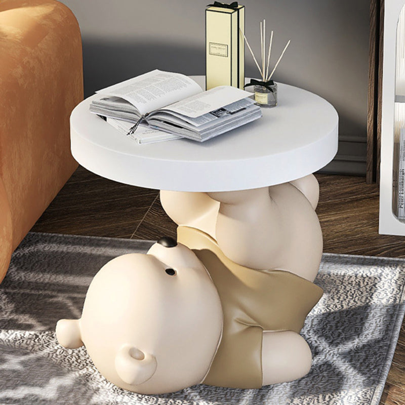 Contemporary Resin Bear Base Round Side Table