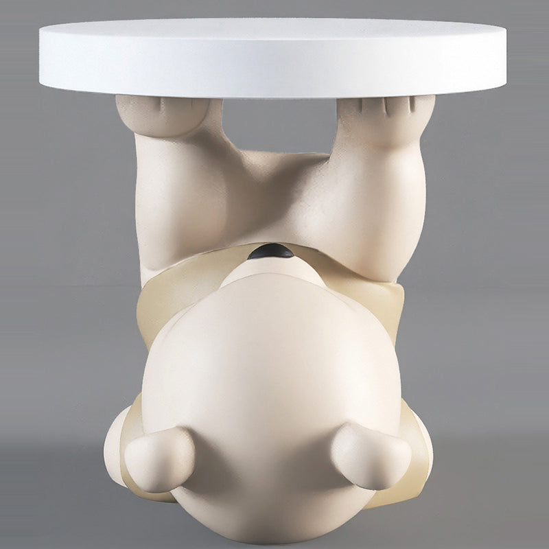 Contemporary Resin Bear Base Round Side Table