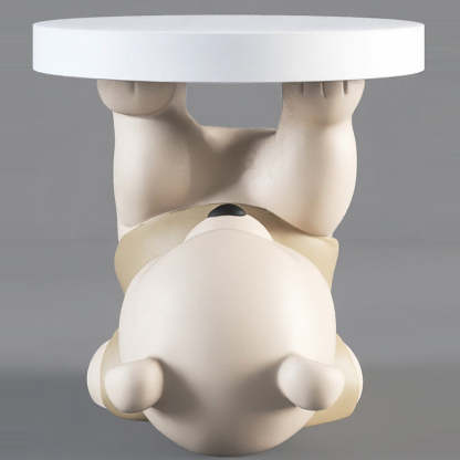 Contemporary Resin Bear Base Round Side Table