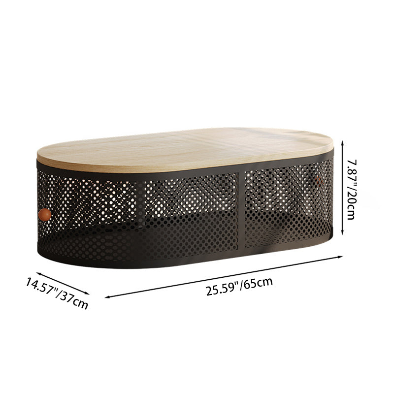 Minimalist Plank Iron Oval Coffee Table