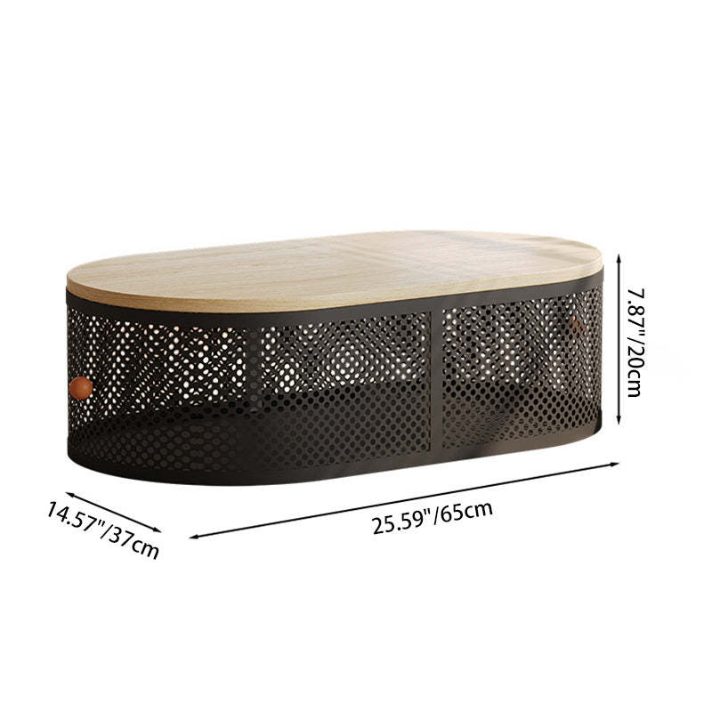 Minimalist Plank Iron Oval Coffee Table