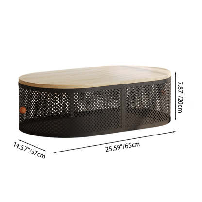 Minimalist Plank Iron Oval Coffee Table