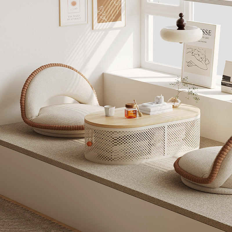 Minimalist Plank Iron Oval Coffee Table