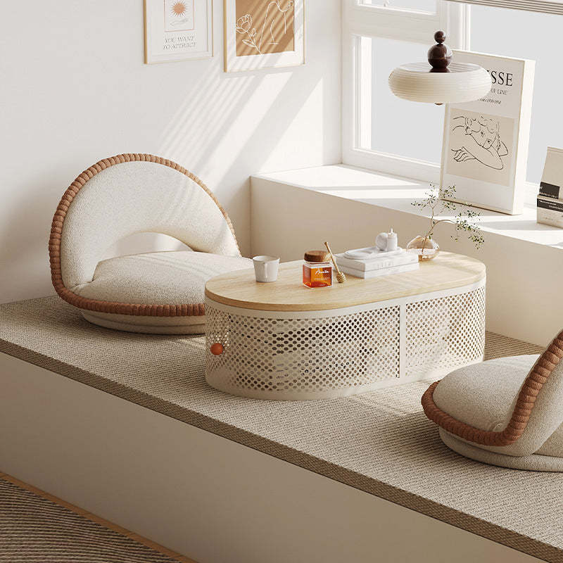 Minimalist Plank Iron Oval Coffee Table