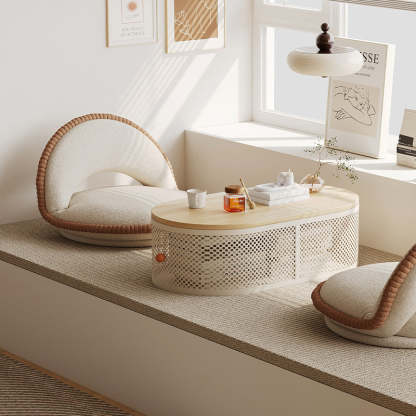 Minimalist Plank Iron Oval Coffee Table