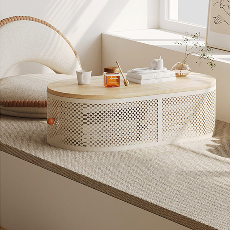 Minimalist Plank Iron Oval Coffee Table