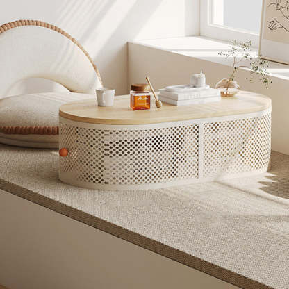 Minimalist Plank Iron Oval Coffee Table