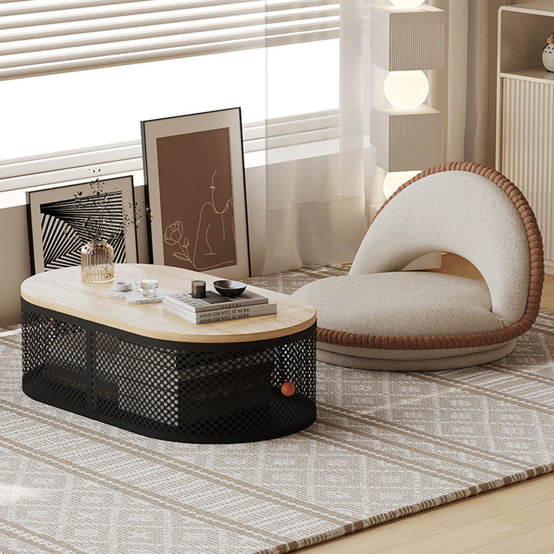 Minimalist Plank Iron Oval Coffee Table