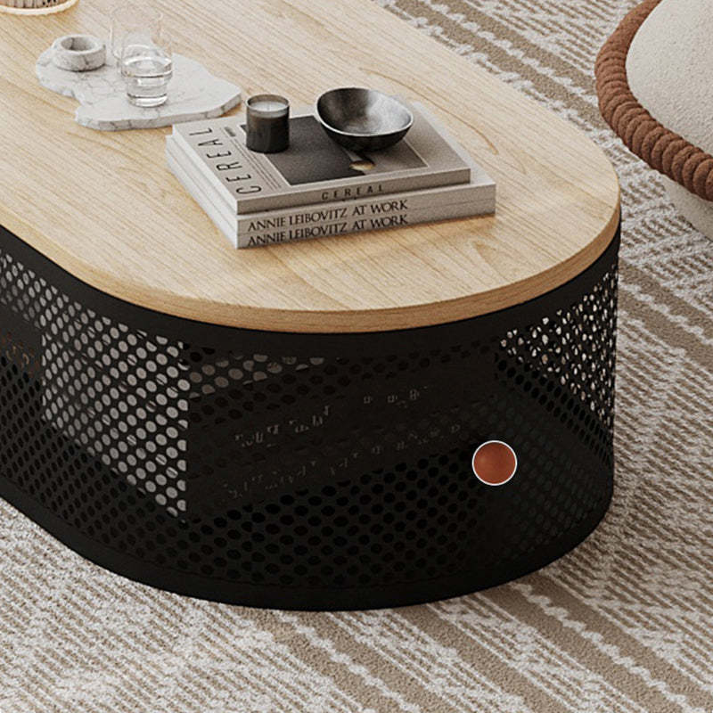 Minimalist Plank Iron Oval Coffee Table