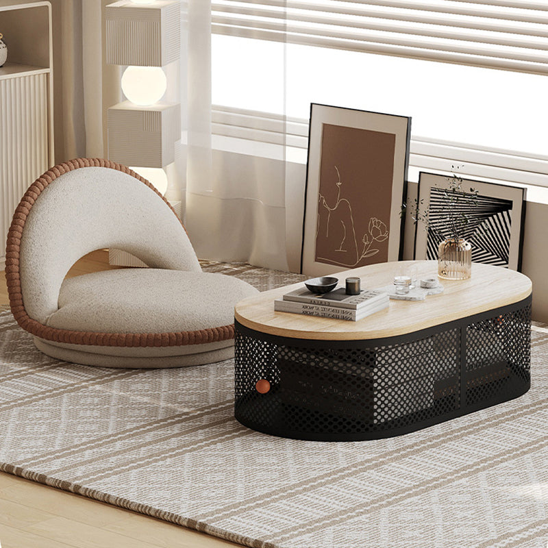 Minimalist Plank Iron Oval Coffee Table