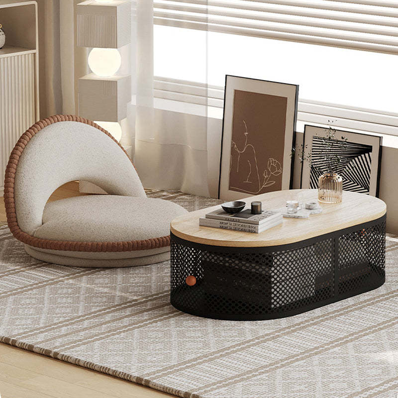 Minimalist Plank Iron Oval Coffee Table