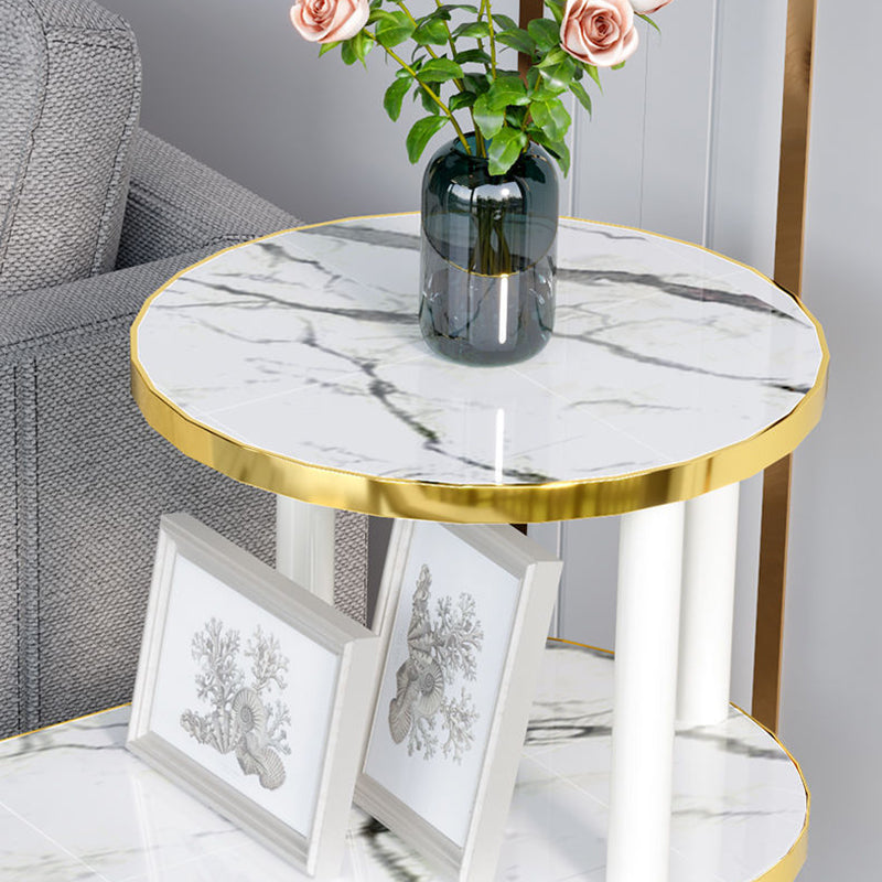 Minimalist Rock Slab Wood Oval 3-Tier Side Table