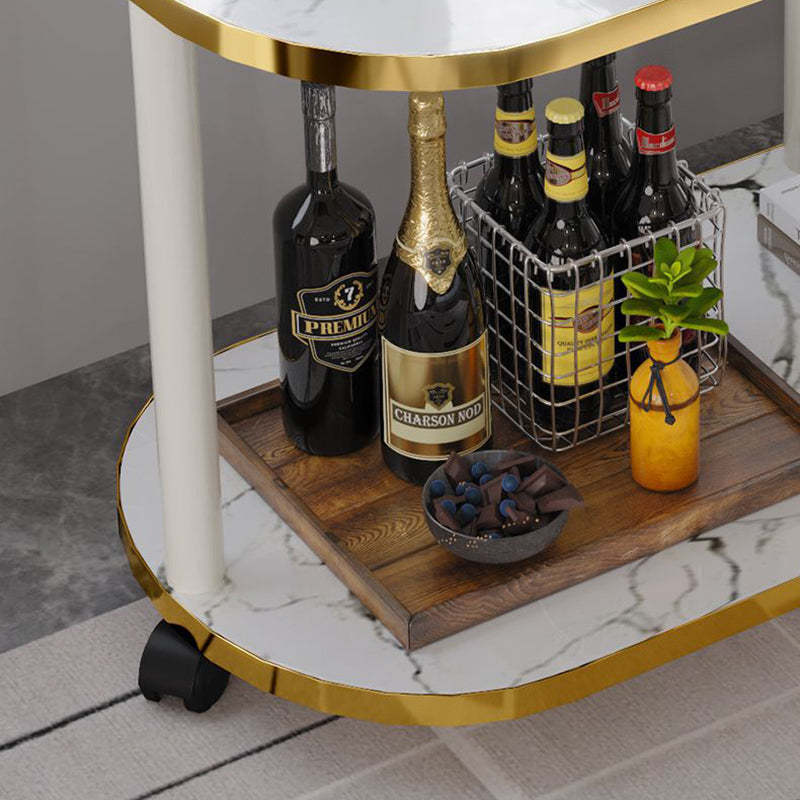 Minimalist Rock Slab Wood Oval 3-Tier Side Table