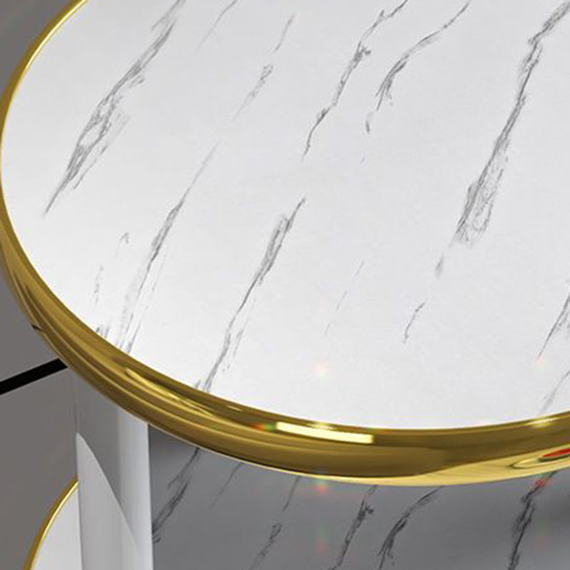 Minimalist Rock Slab Wood Oval 3-Tier Side Table