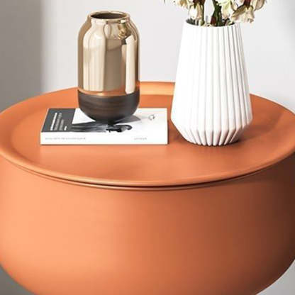 Nordic Iron Round 1-Storage Nightstand — Orange