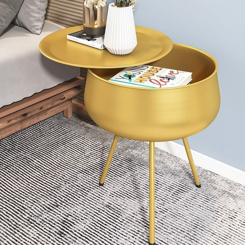 Nordic Iron Round 1-Storage Nightstand — Orange