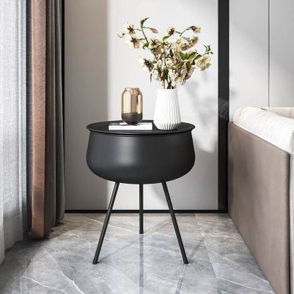 Nordic Iron Round 1-Storage Nightstand