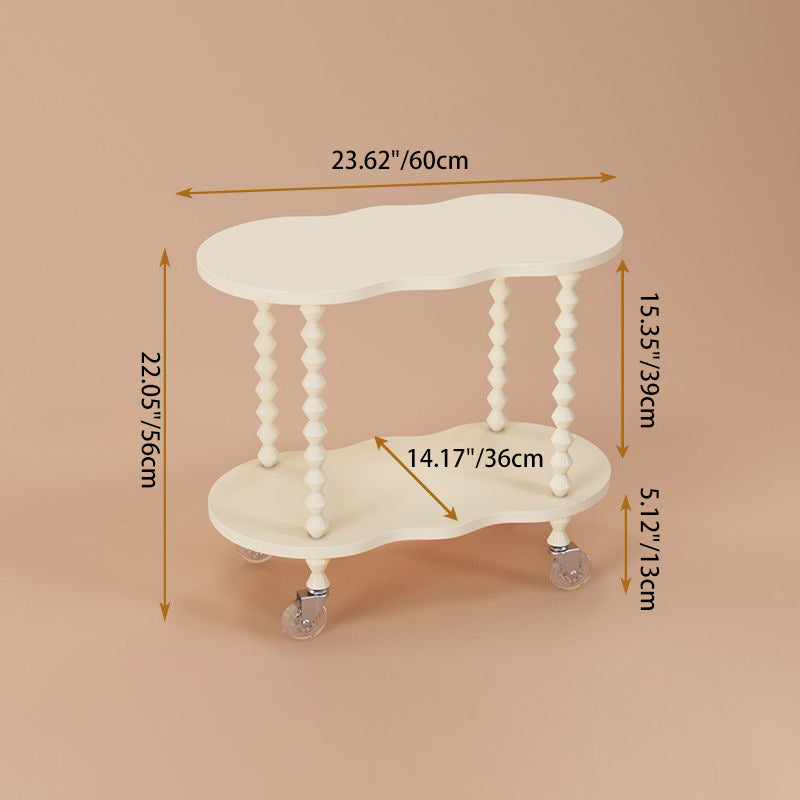 French Plank Wood Oval Side Table — Tall / White