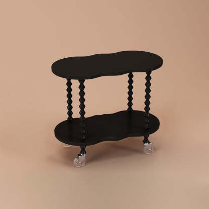 French Plank Wood Oval Side Table