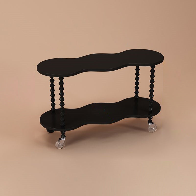 French Plank Wood Oval Side Table