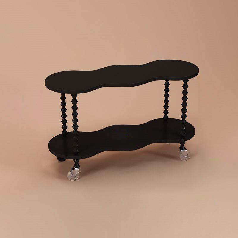 Traditional oval plank wood end & side tables — 27.56" L x 14.17" W x 17.72" H / Short / Black