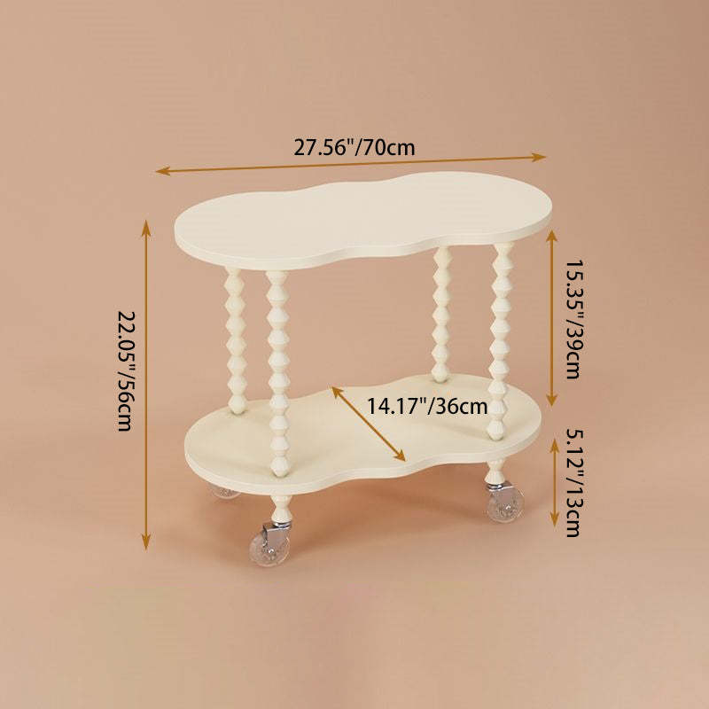 French Plank Wood Oval Side Table — Tall / Black