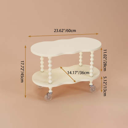 French Plank Wood Oval Side Table — Short / White
