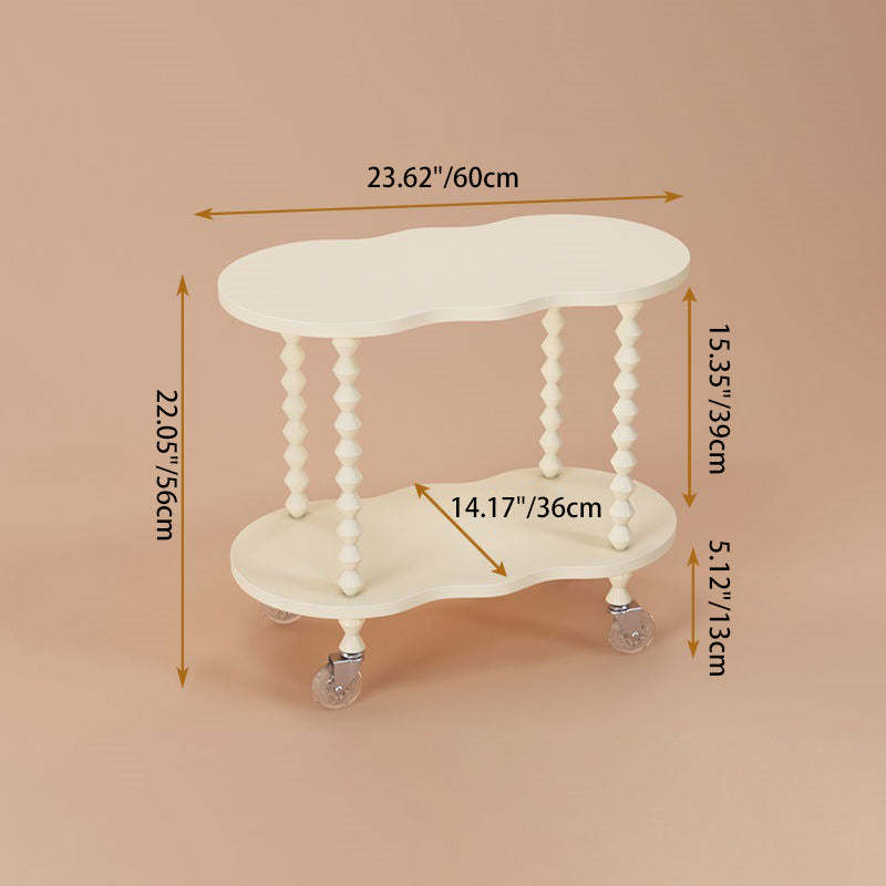 French Plank Wood Oval Side Table — Tall / White
