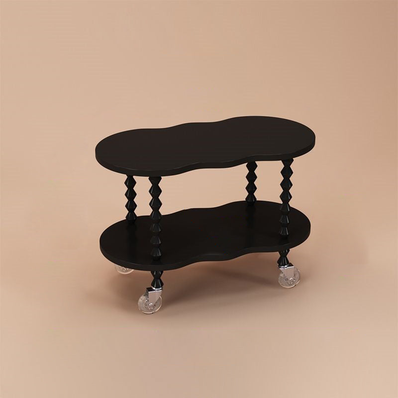 French Plank Wood Oval Side Table — Tall / White
